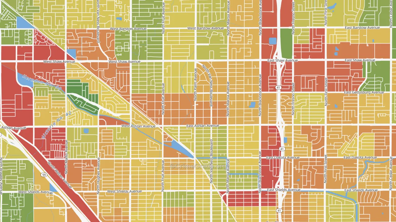 Old Fig Garden, CA Map of Drug-Related Crime Rates