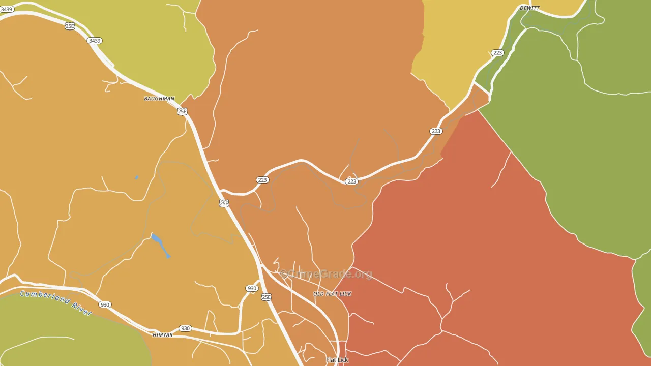 Old Flat Lick, KY Map of Drug-Related Crime Rates