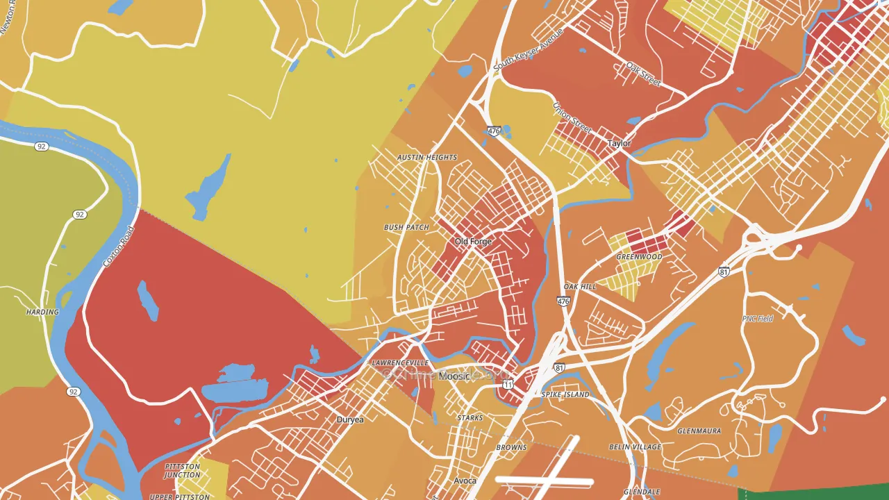 Old Forge, PA Map of Drug-Related Crime Rates