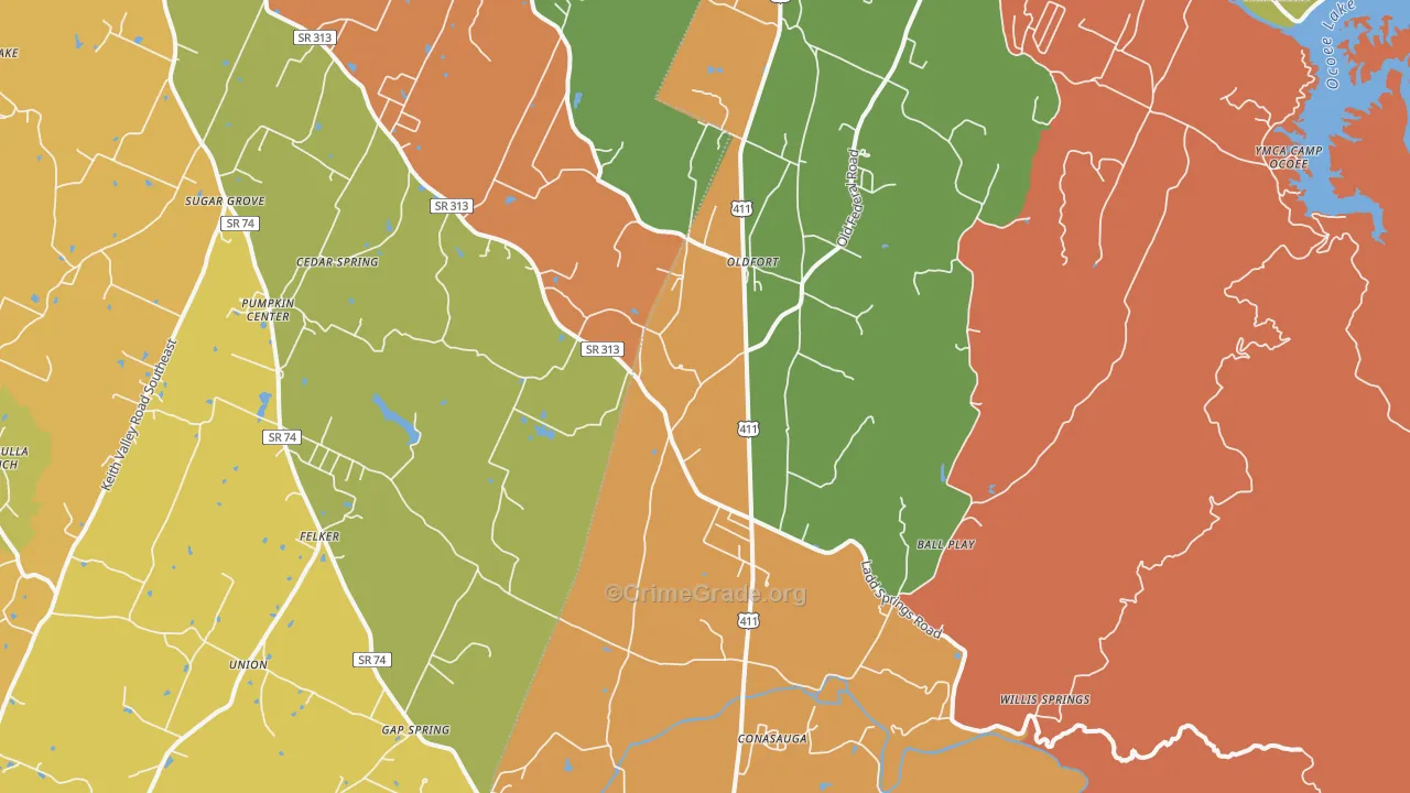 Old Fort, TN Map of Drug-Related Crime Rates