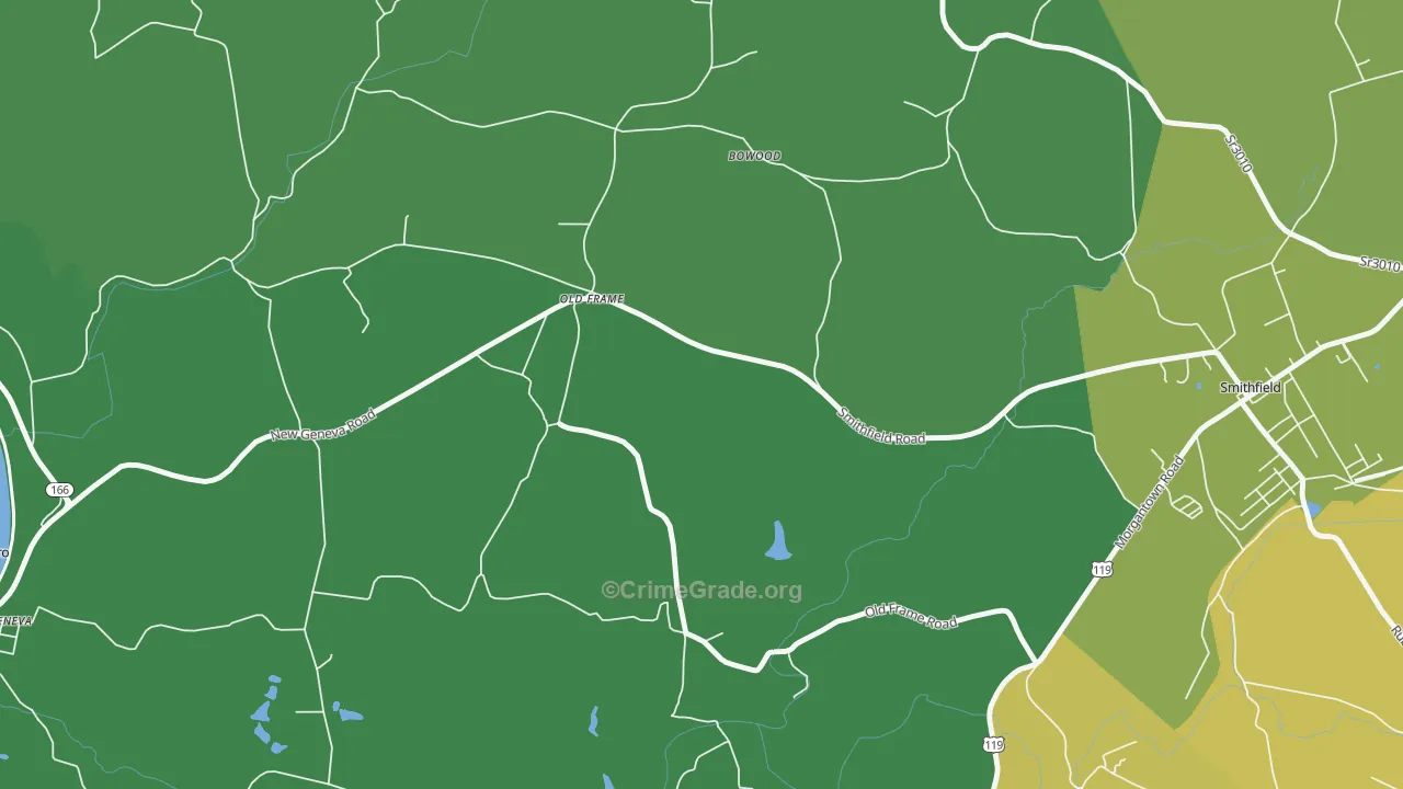 Old Frame, PA Map of Drug-Related Crime Rates