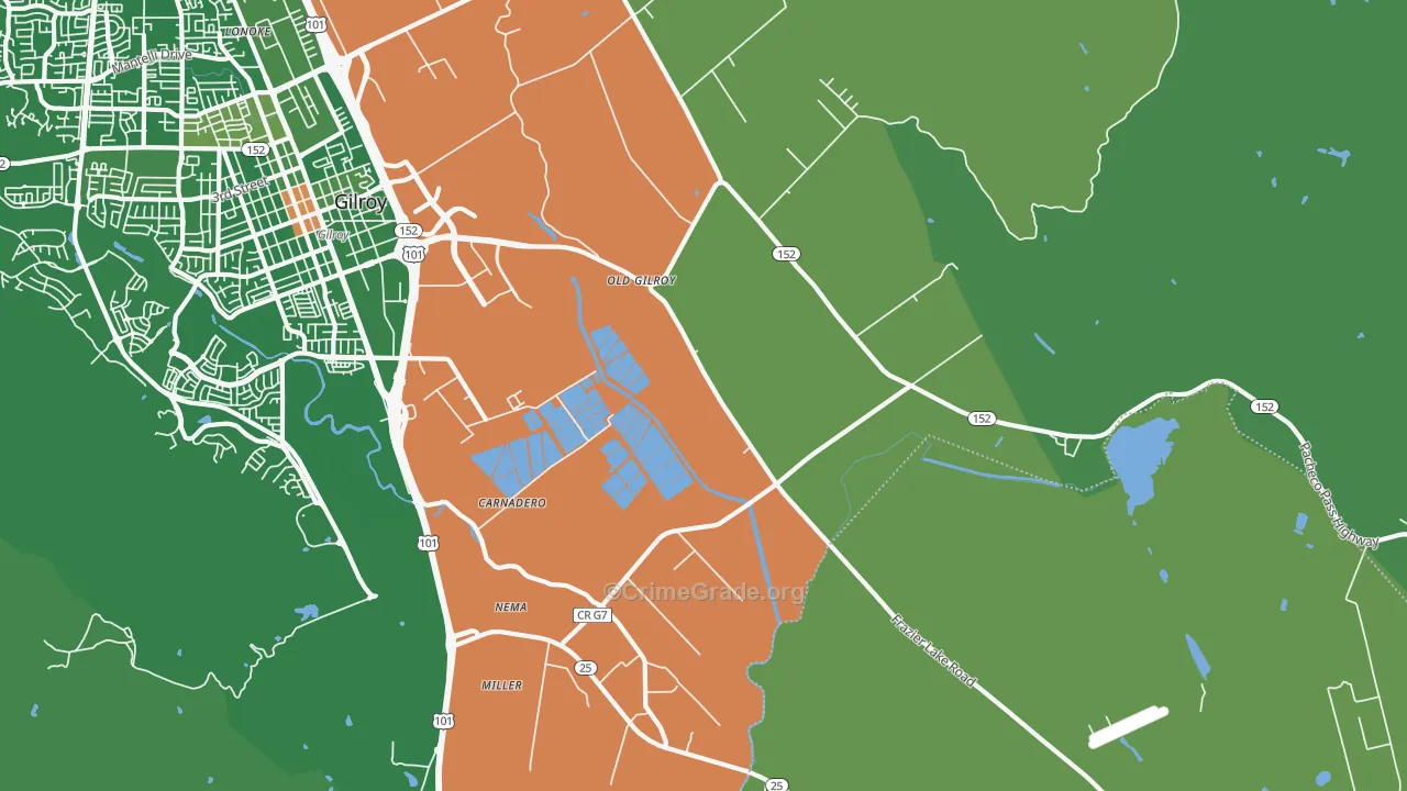 Old Gilroy, CA Map of Drug-Related Crime Rates