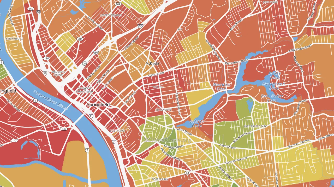 Old Hill, Springfield, MA Map of Drug-Related Crime Rates