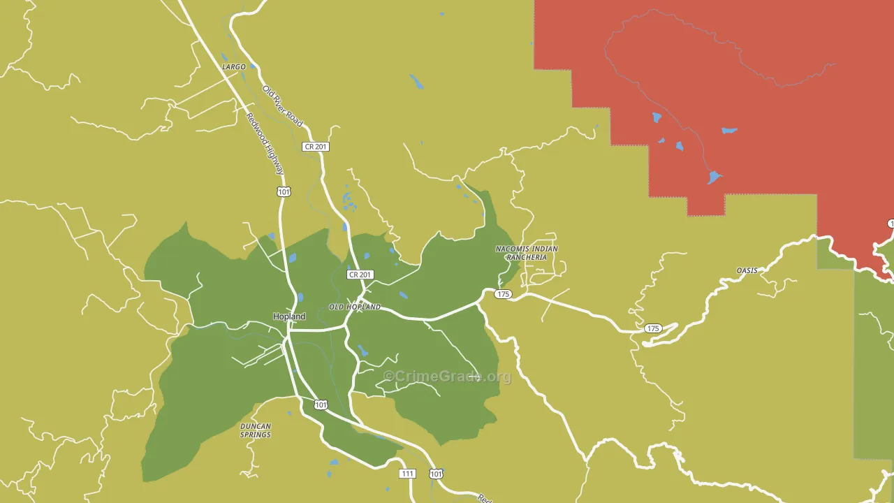 Old Hopland, CA Map of Drug-Related Crime Rates