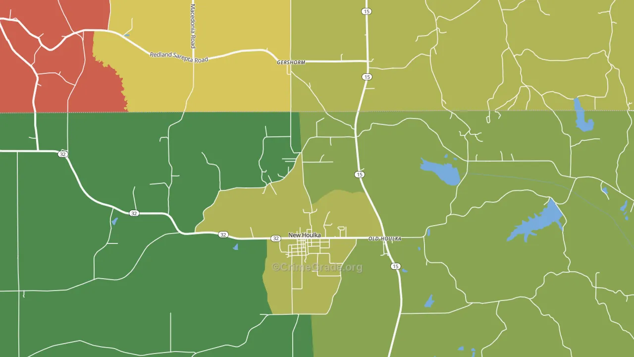 Old Houlka, MS Map of Drug-Related Crime Rates