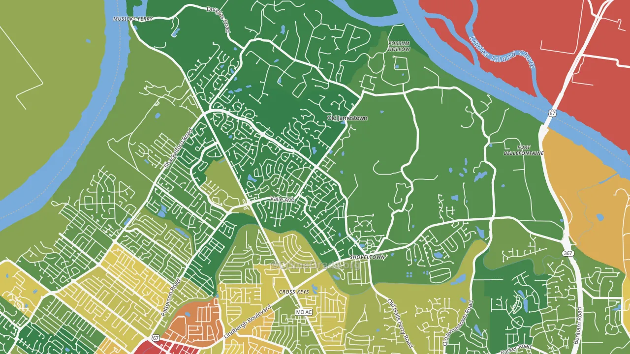 Old Jamestown, MO Map of Drug-Related Crime Rates