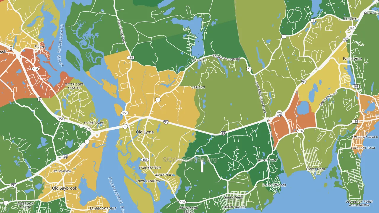Old Lyme, CT Map of Drug-Related Crime Rates