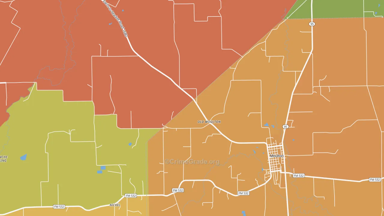 Old Moulton, TX Map of Drug-Related Crime Rates