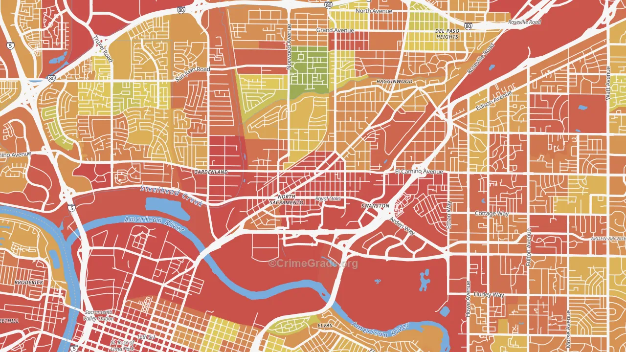 Old North Sacramento, Sacramento, CA Map of Drug-Related Crime Rates