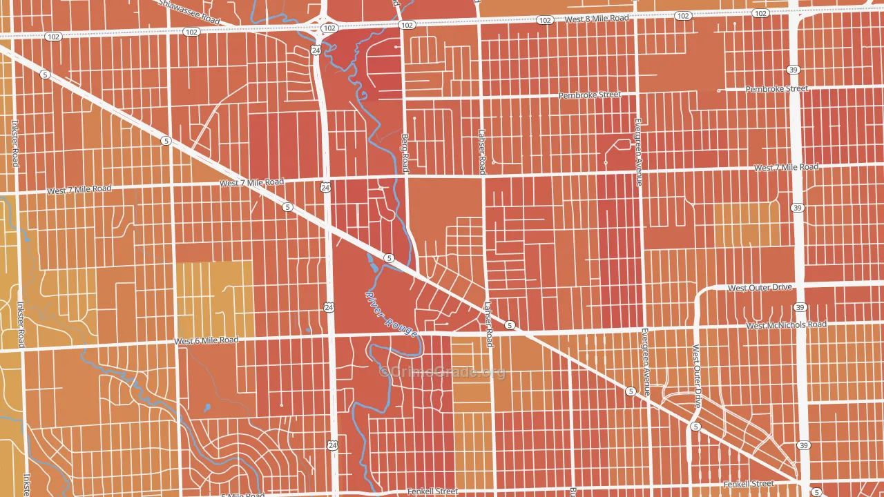 Old Redford, Detroit, MI Map of Drug-Related Crime Rates