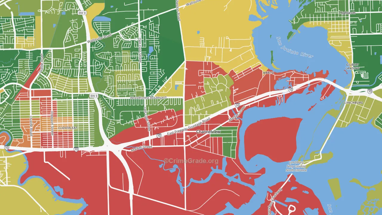 Old River Terrace, Channelview, TX Map of Drug-Related Crime Rates