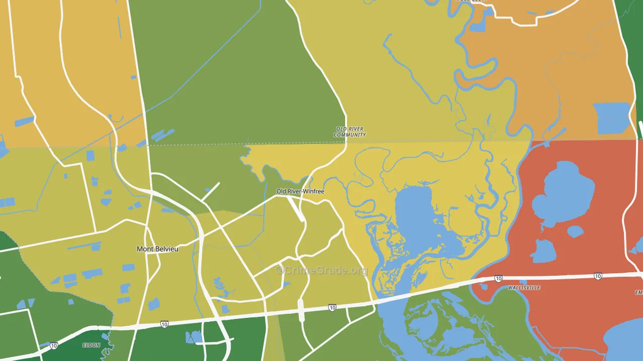 Old River-Winfree, TX Map of Drug-Related Crime Rates