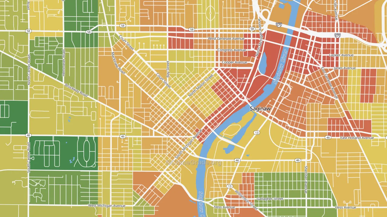 Old Saginaw City, Saginaw, MI Map of Drug-Related Crime Rates
