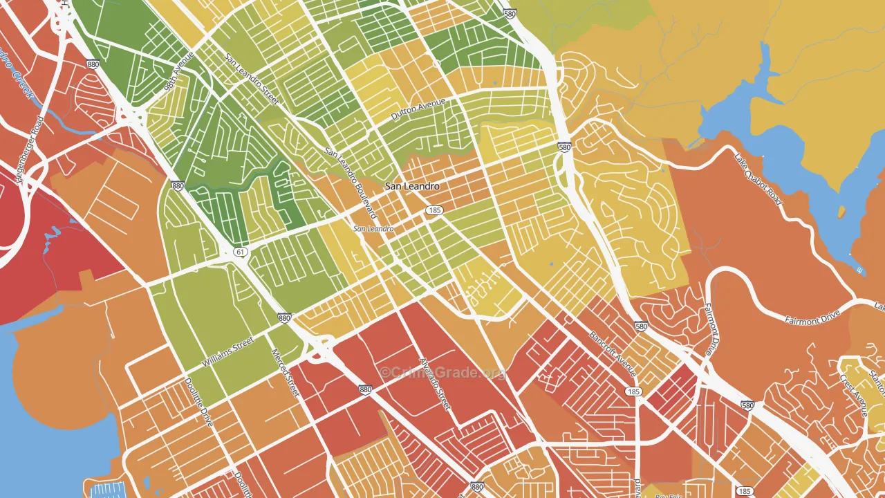 Old San Leandro, San Leandro, CA Map of Drug-Related Crime Rates