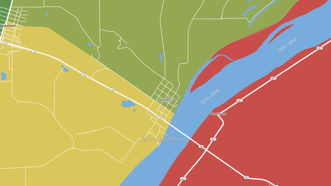 Old Shawneetown, IL Map of Drug-Related Crime Rates