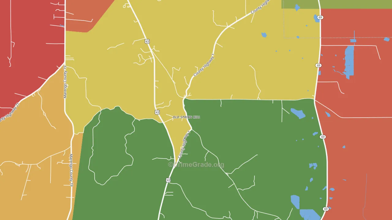Old Spring Hill, AL Map of Drug-Related Crime Rates