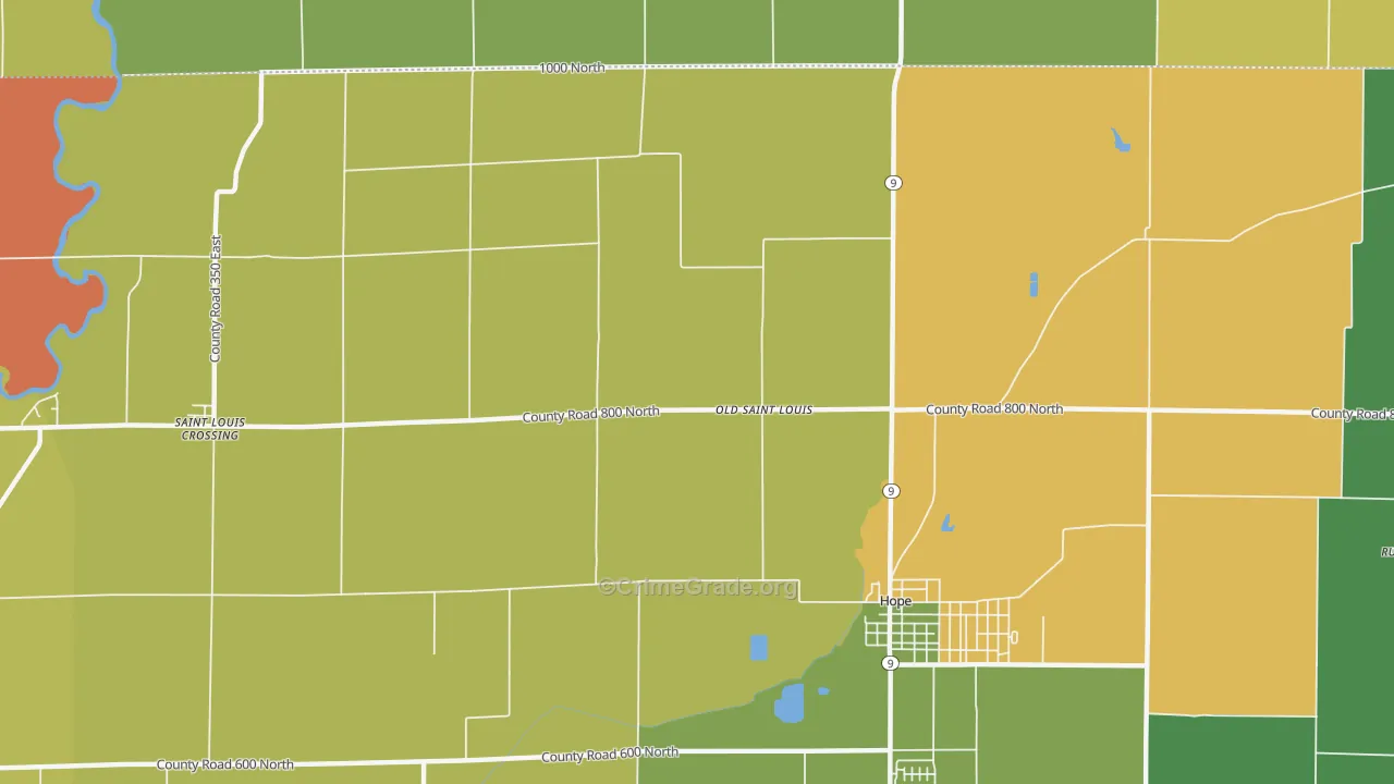 Old St. Louis, IN Map of Drug-Related Crime Rates