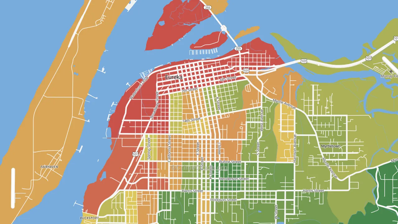 Old Town, Eureka, CA Map of Drug-Related Crime Rates