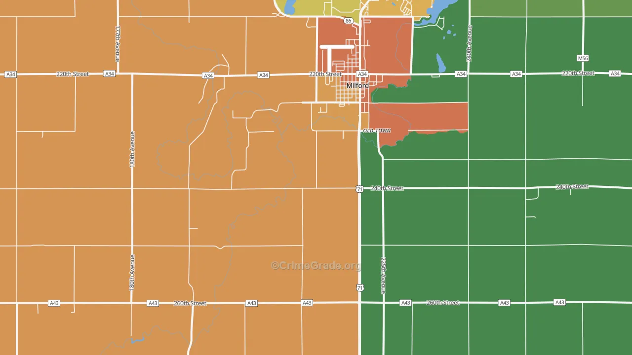 Old Town, IA Map of Drug-Related Crime Rates