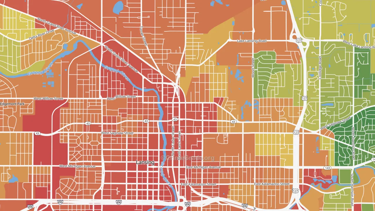 Old Town, Lansing, MI Map of Drug-Related Crime Rates