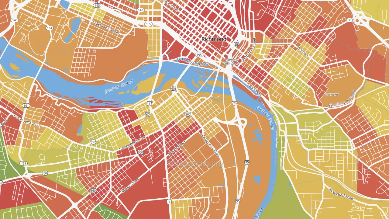 Old Town Manchester, Richmond, VA Map of Drug-Related Crime Rates