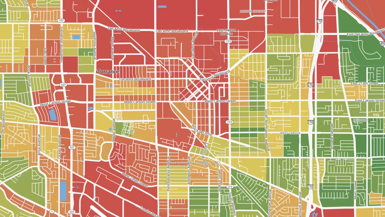 Old Town, Torrance, CA Map of Drug-Related Crime Rates