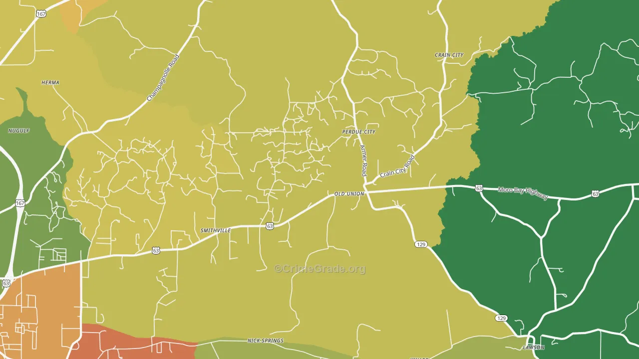 Old Union, AR Map of Drug-Related Crime Rates
