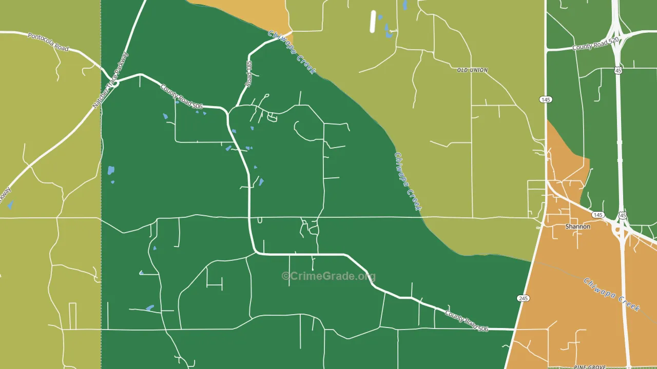 Old Union, MS Map of Drug-Related Crime Rates