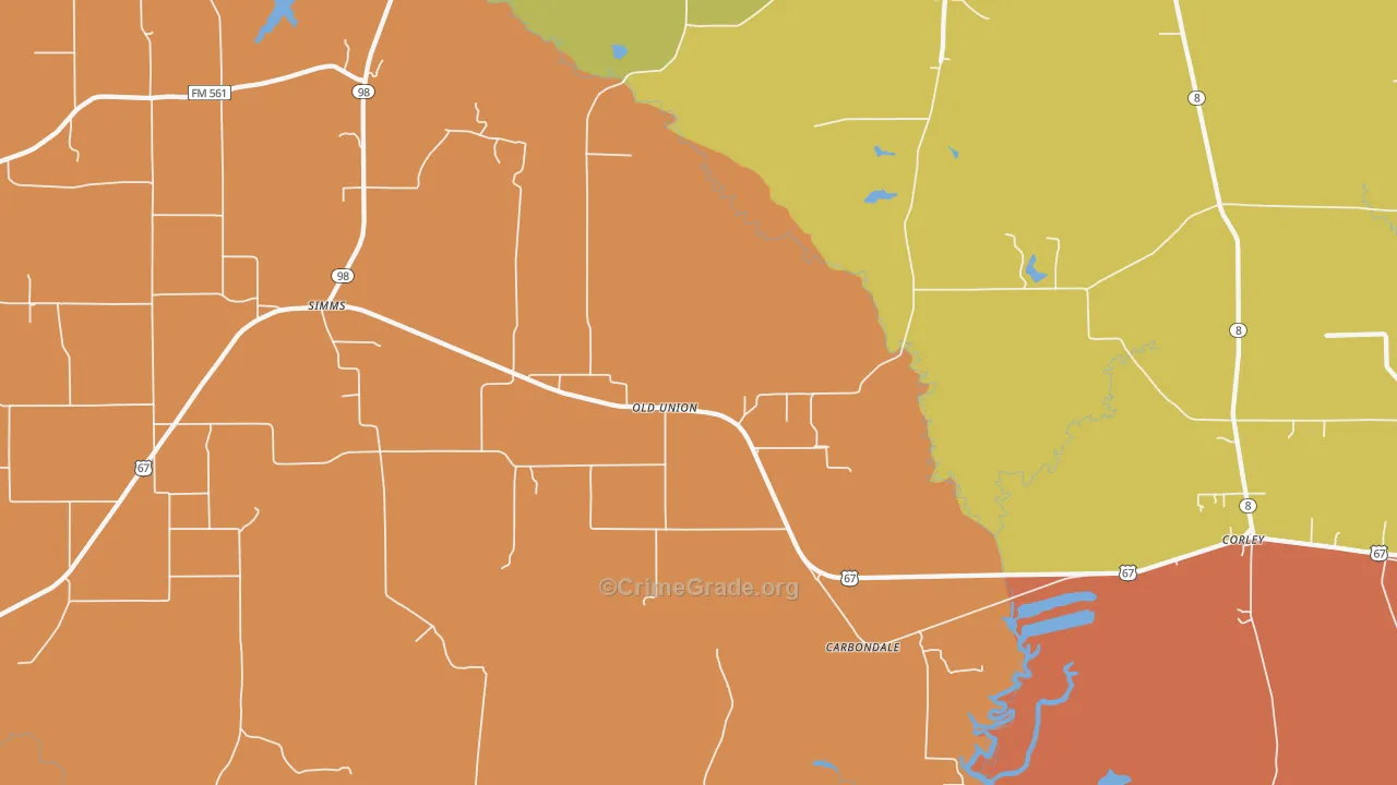 Old Union, TX Map of Drug-Related Crime Rates