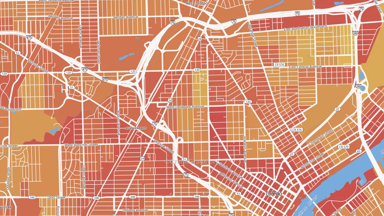 Old West End, Toledo, OH Map of Drug-Related Crime Rates