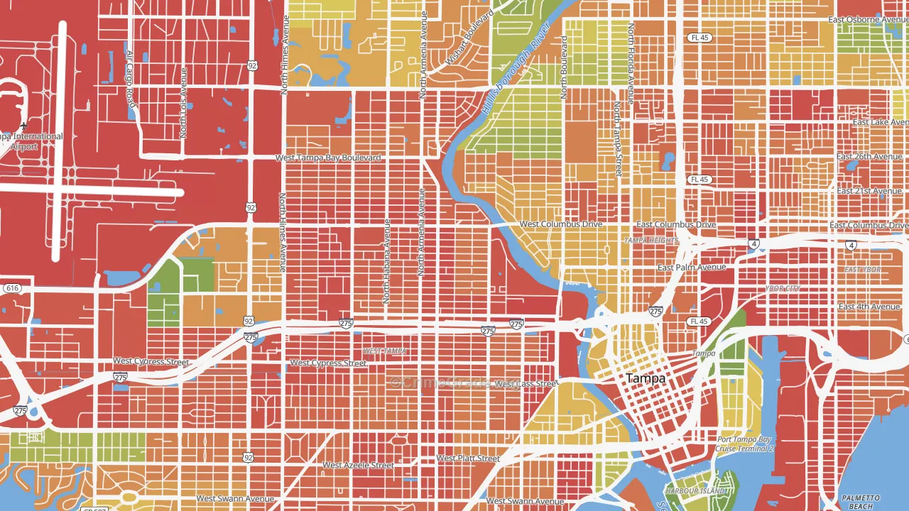 Old West Tampa, Tampa, FL Map of Drug-Related Crime Rates