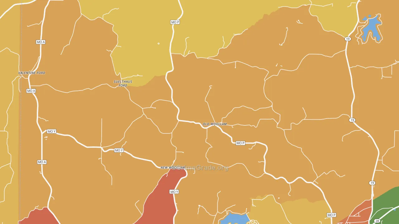 Old Woollam, MO Map of Drug-Related Crime Rates