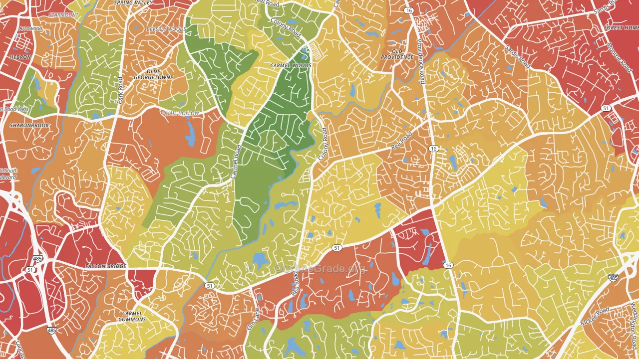 Olde Providence South, Charlotte, NC Map of Drug-Related Crime Rates