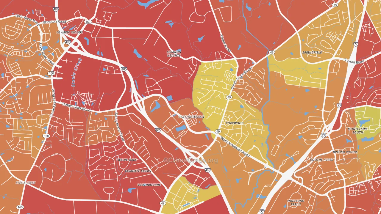 Olde Whitehall, Charlotte, NC Map of Drug-Related Crime Rates