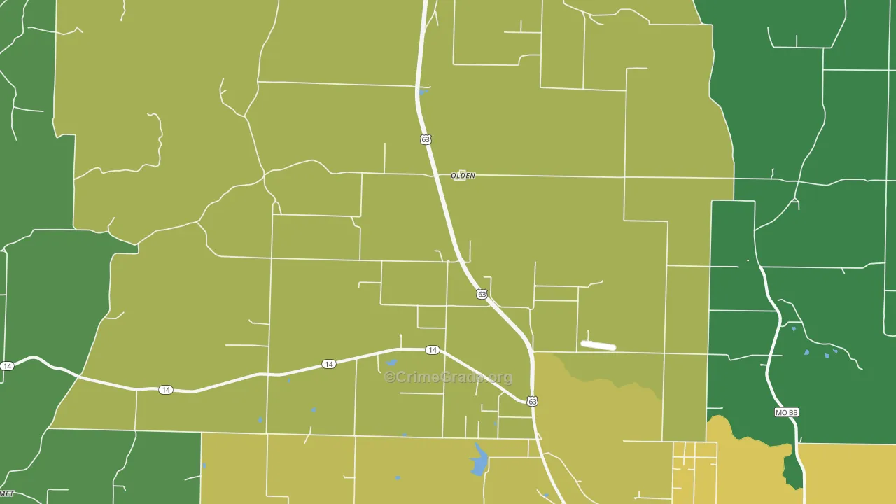 Olden, MO Map of Drug-Related Crime Rates