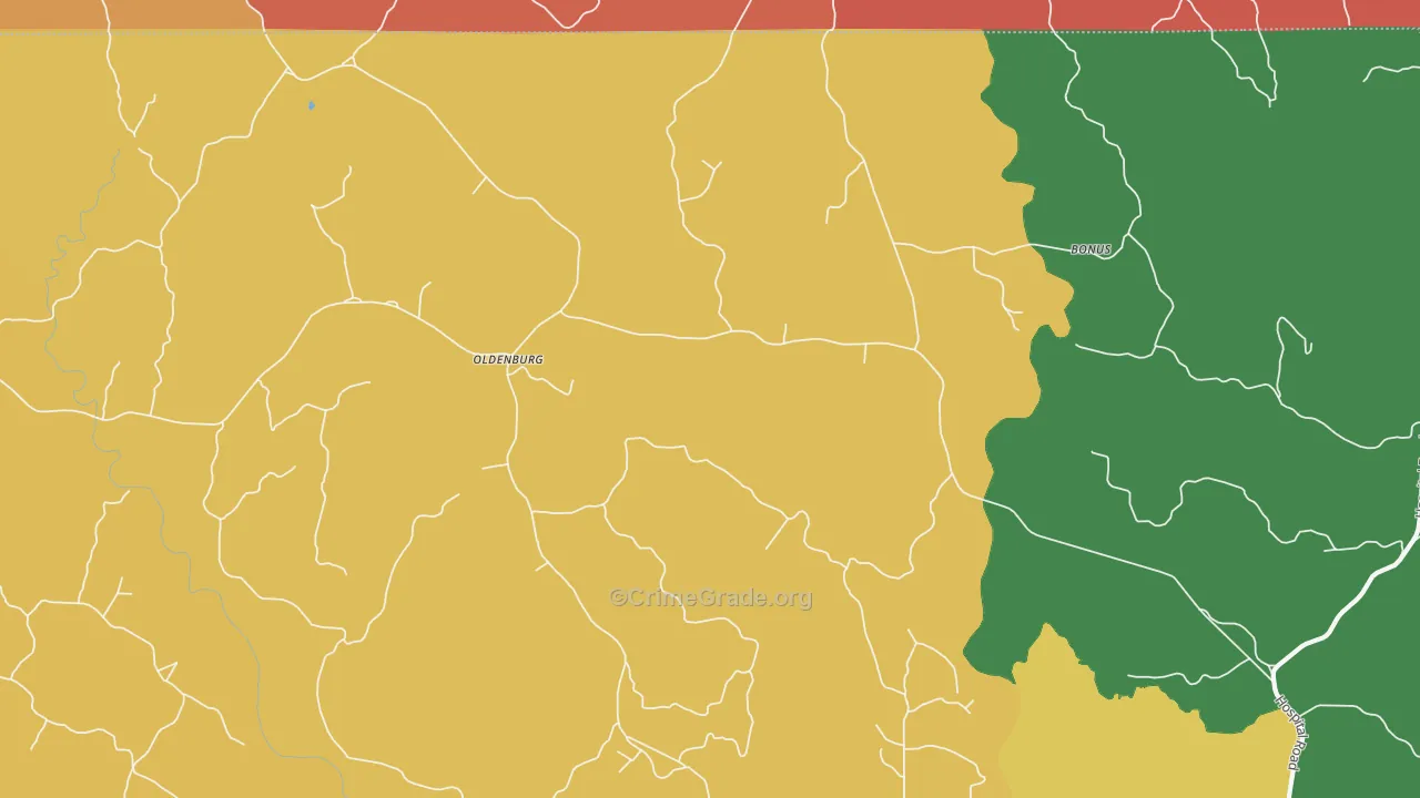 Oldenburg, MS Map of Drug-Related Crime Rates