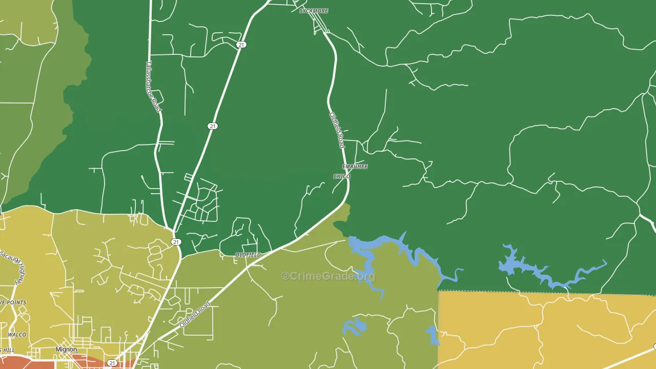 Oldfield, AL Map of Drug-Related Crime Rates