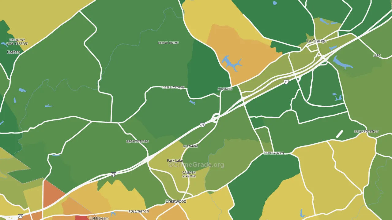 Oldham County, KY Map of Drug-Related Crime Rates