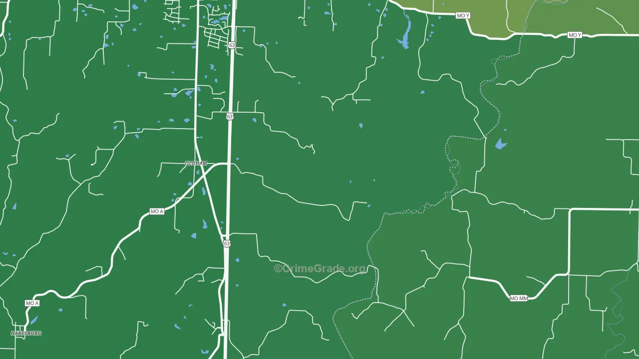 Oldham, MO Map of Drug-Related Crime Rates