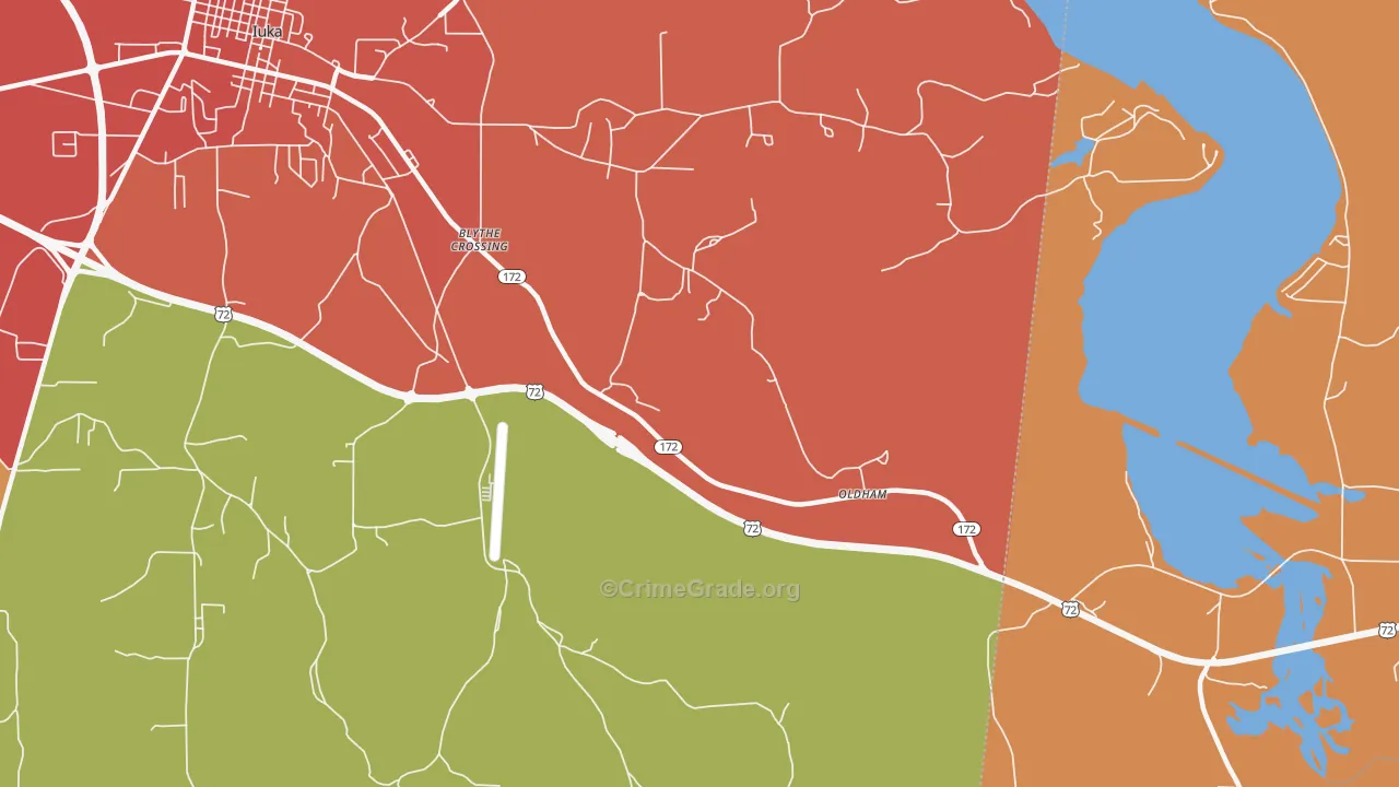 Oldham, MS Map of Drug-Related Crime Rates