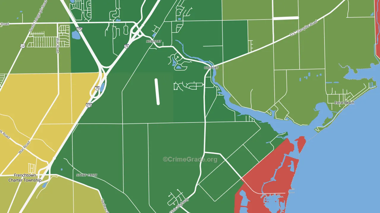 Oldport, MI Map of Drug-Related Crime Rates