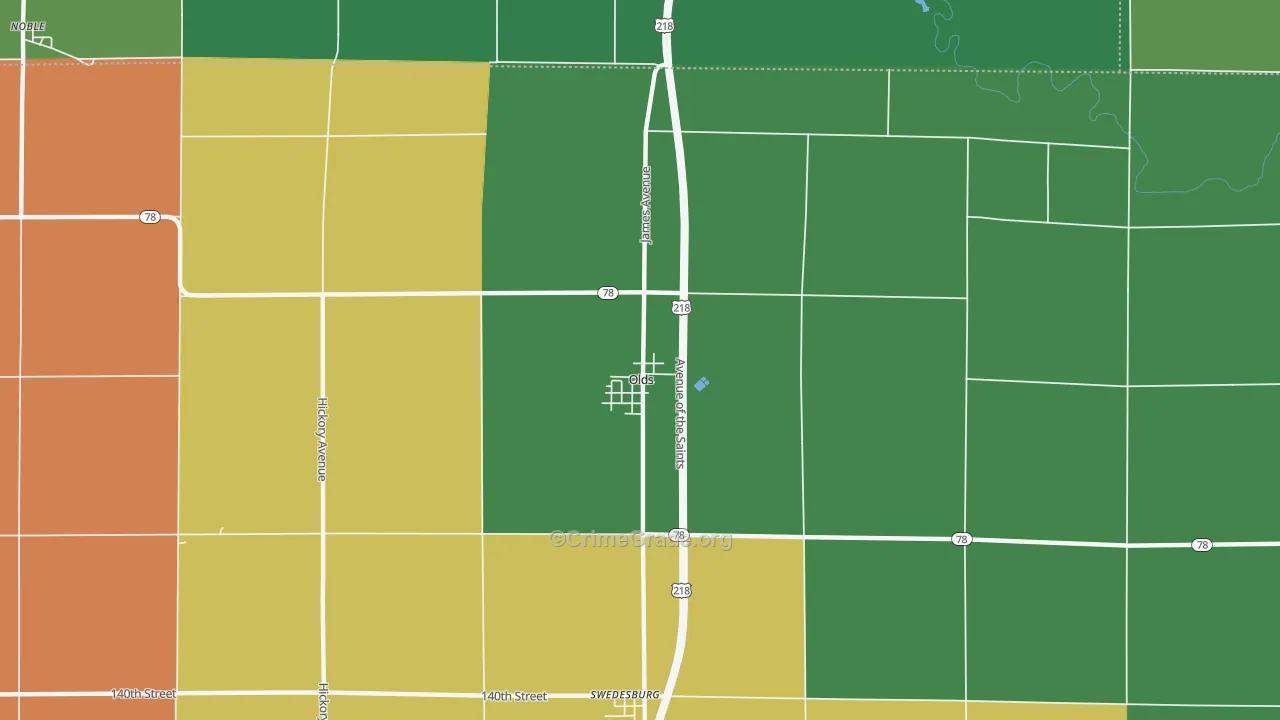Olds, IA Map of Drug-Related Crime Rates