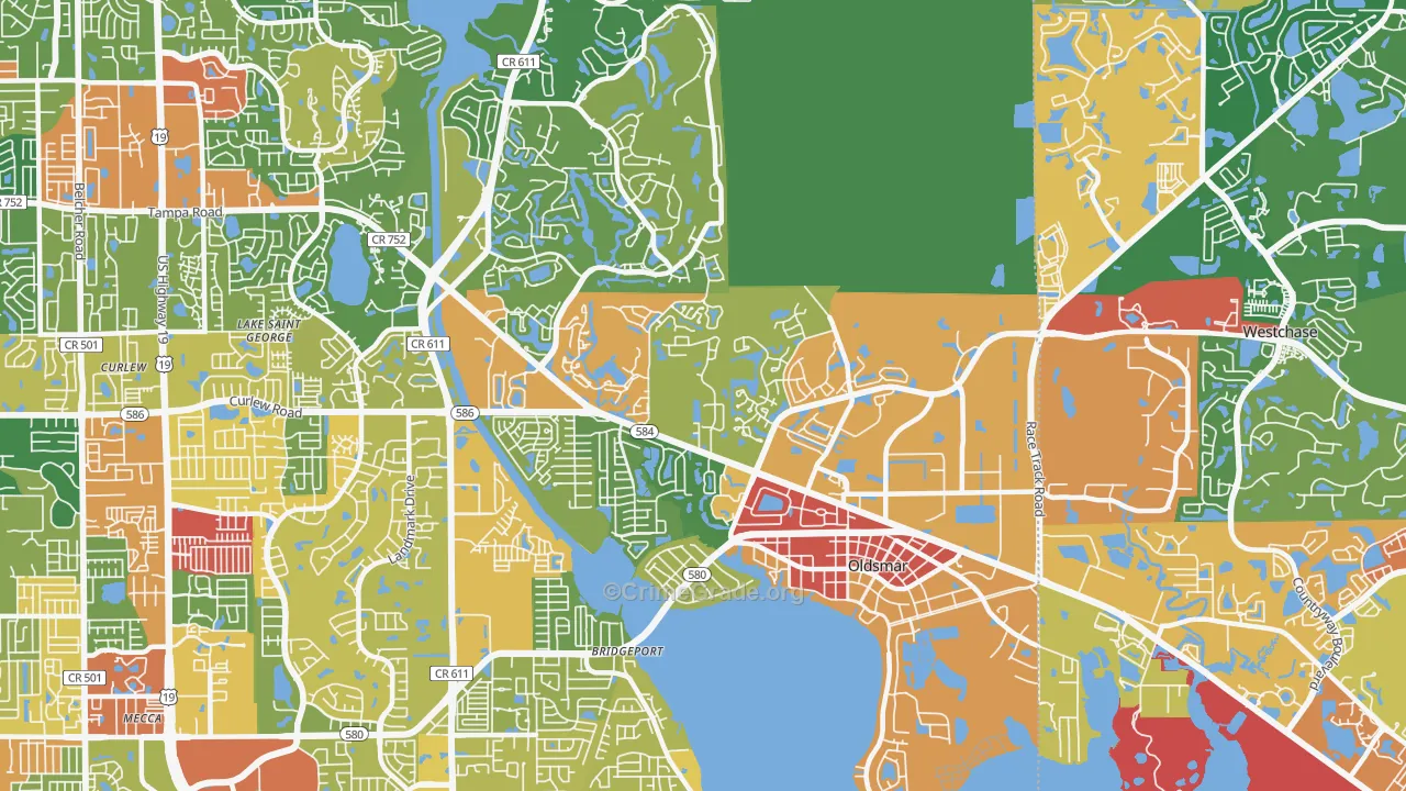 Oldsmar, FL Map of Drug-Related Crime Rates