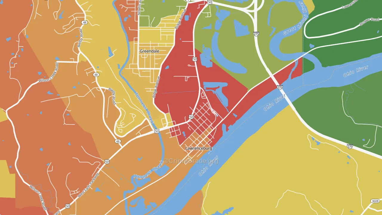 Oldtown, IN Map of Drug-Related Crime Rates