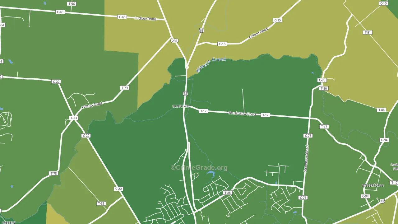 Oldtown, OH Map of Drug-Related Crime Rates