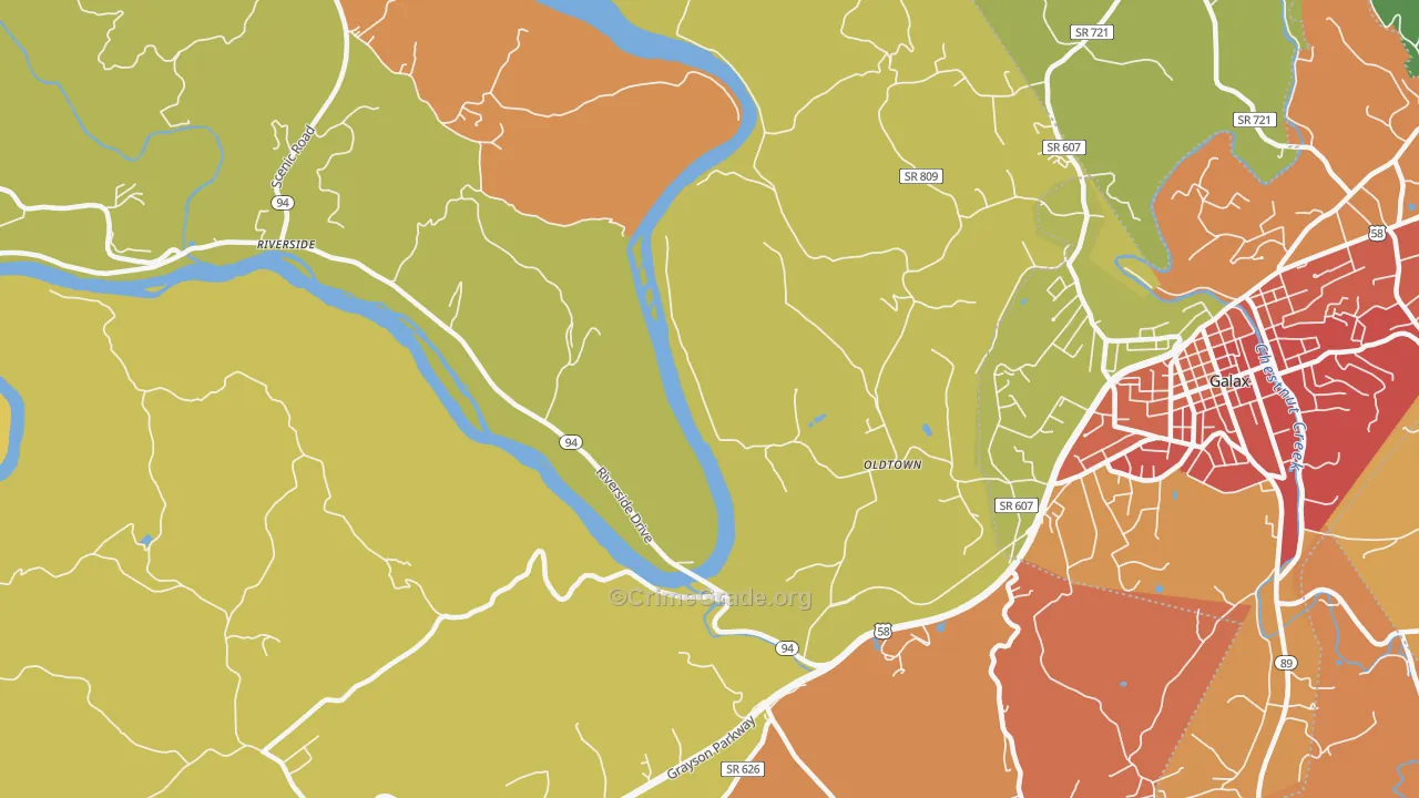 Oldtown, VA Map of Drug-Related Crime Rates