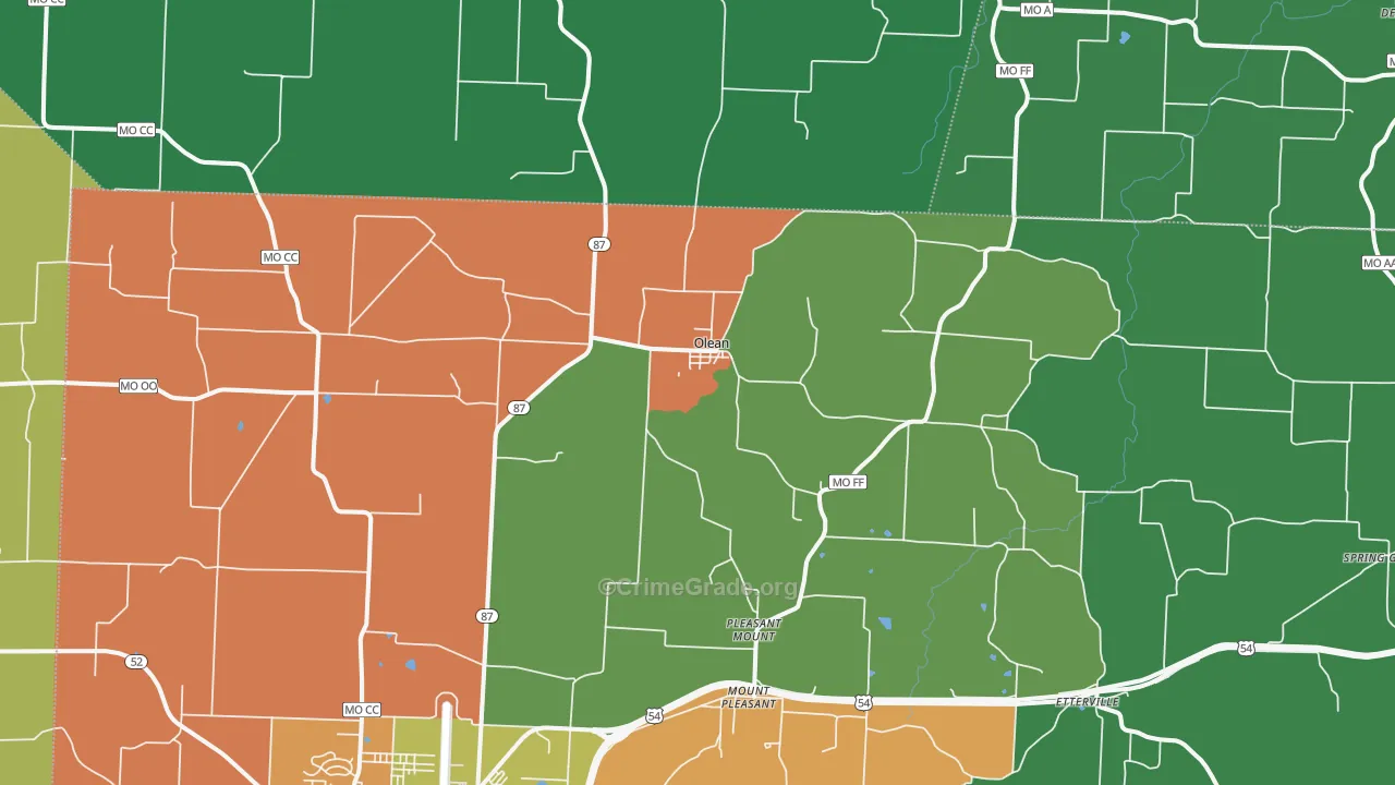Olean, MO Map of Drug-Related Crime Rates