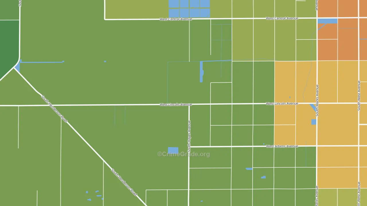 Oleander, CA Map of Drug-Related Crime Rates