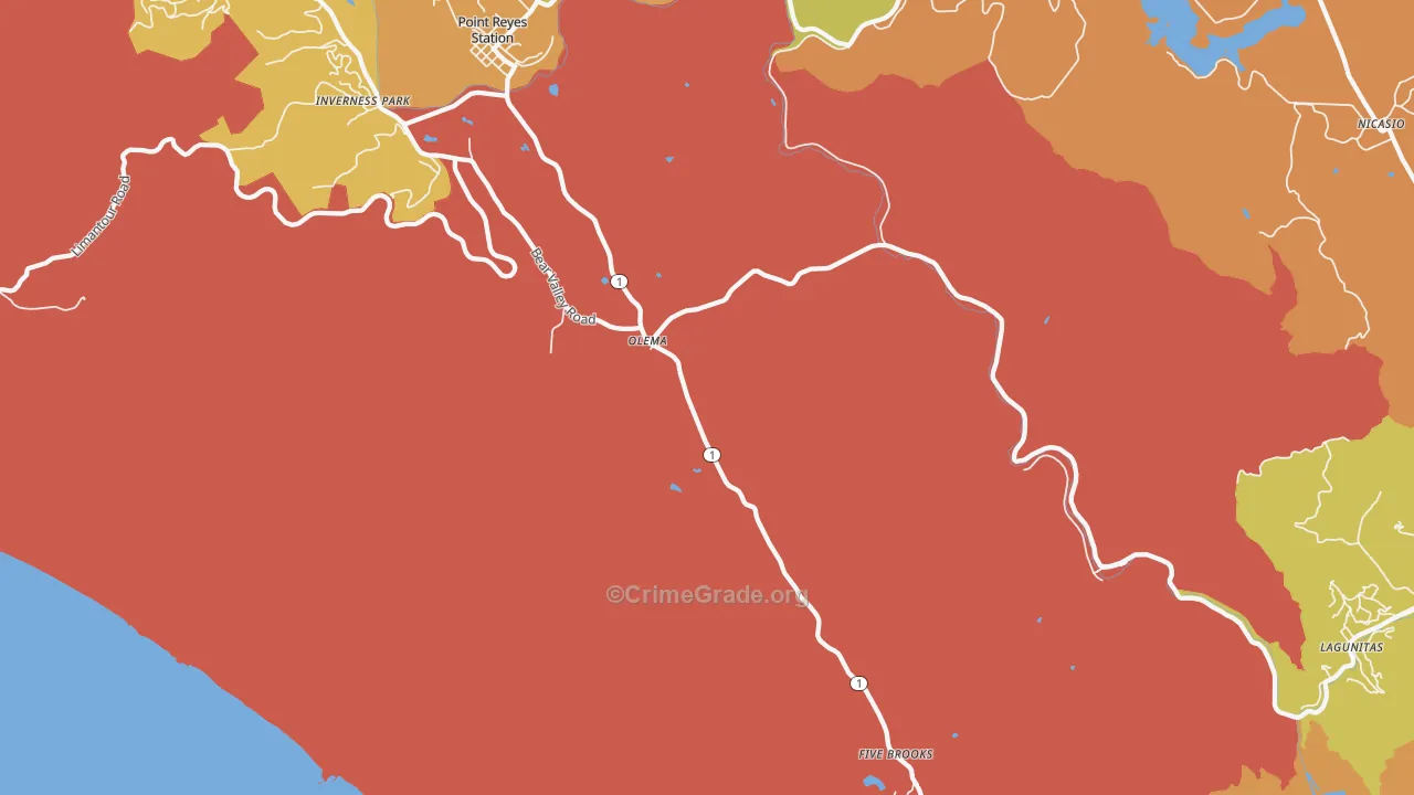 Olema, CA Map of Drug-Related Crime Rates