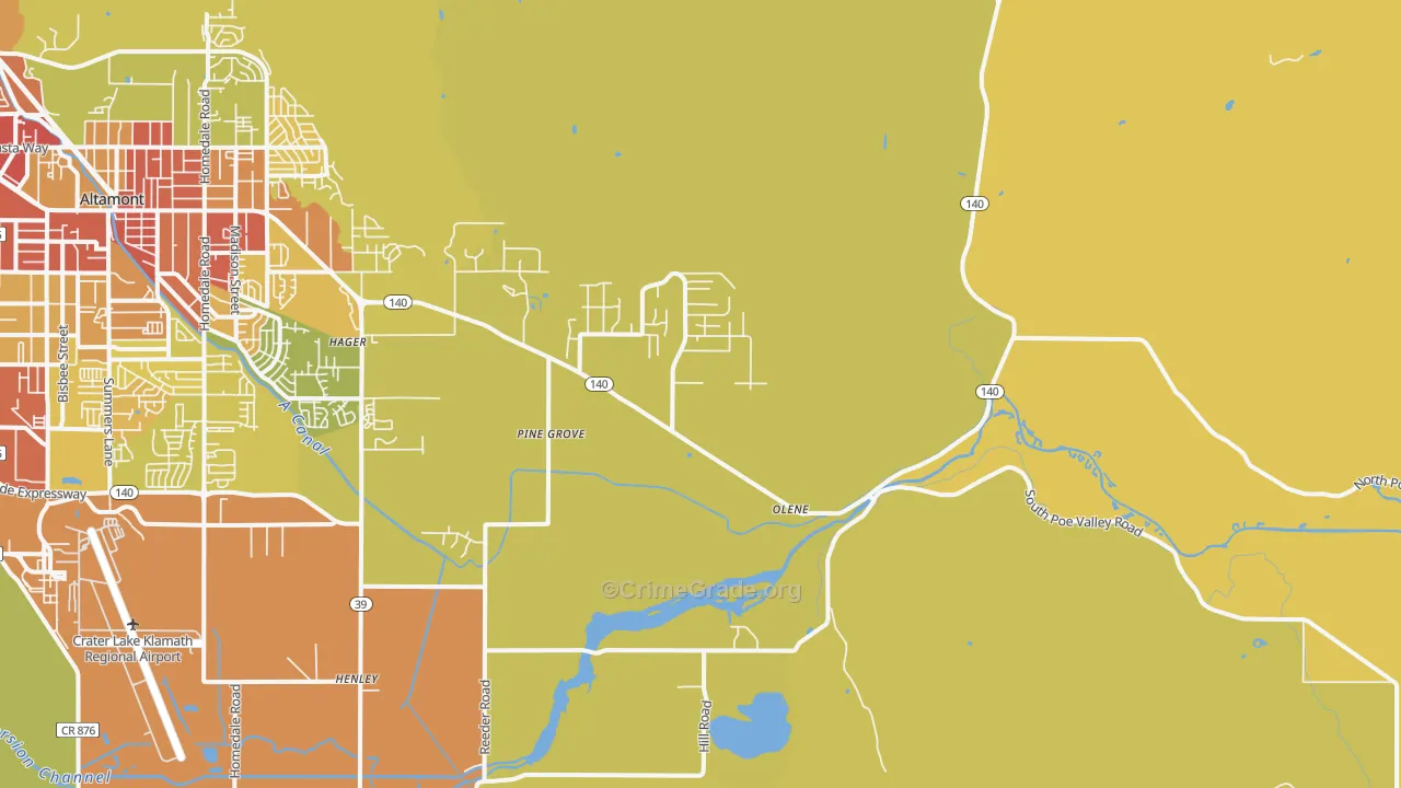 Olene, OR Map of Drug-Related Crime Rates